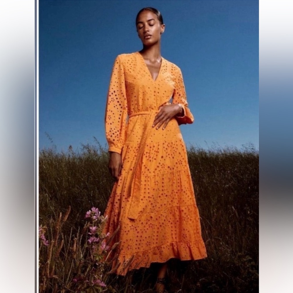 Zara Vibrant Orange Long Sleeve Dress